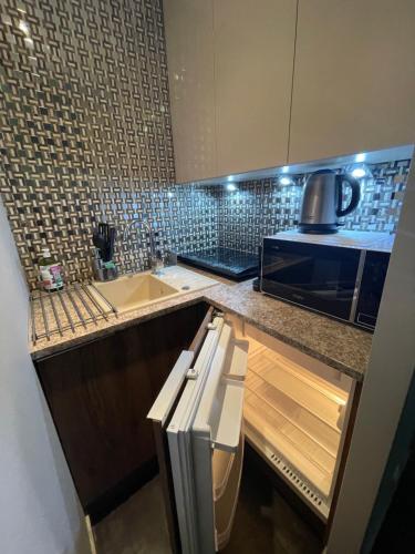 Dapur atau dapur kecil di STUDIO ONE ogródek i parking
