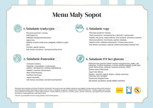 een schermafdruk van een menu van een nieuwe manier saop bij Mały Sopot Boutique in Iława