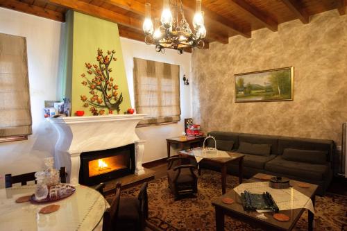 A seating area at Xenonas Orizontes