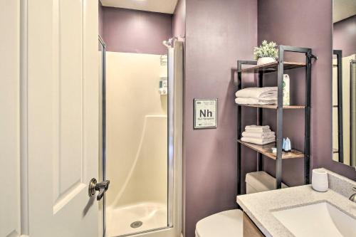 a bathroom with a shower and a toilet at Jackson Condo - Wentworth Golf Club On-Site! in Jackson