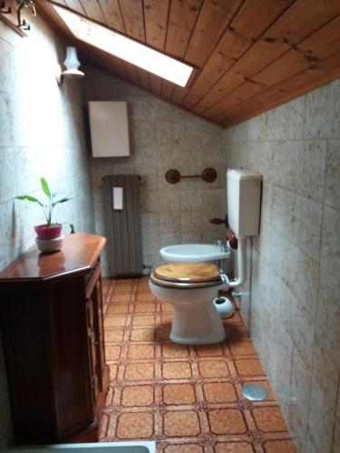 MuzzanoにあるB&B In Mansardaの部屋の中にトイレ付きのバスルームがある