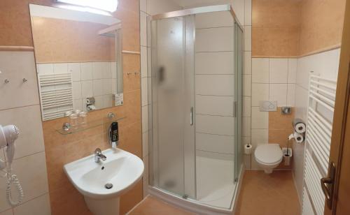 Koupelna v ubytování Penzion Nad Oborou