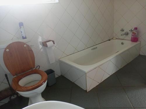a bathroom with a toilet and a sink and a tub at Moonlight Guesthouse in Pretoria