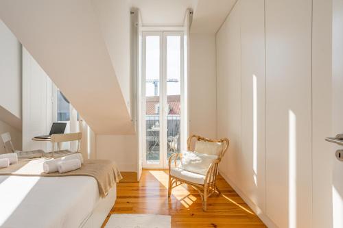 Katil atau katil-katil dalam bilik di Bright Tailor Made Flat With a View in Estrela