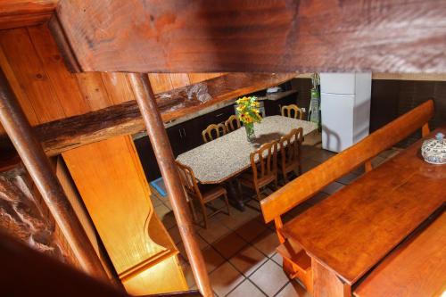 an overhead view of a table and chairs in a room at Casa Viade in Montalegre