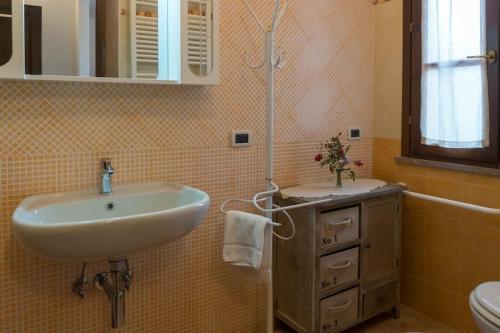 a bathroom with a sink and a toilet at Agriturismo De Santis in Castiglioncello