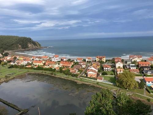 an aerial view of a town next to the ocean at Sellamante2 in Ribadesella