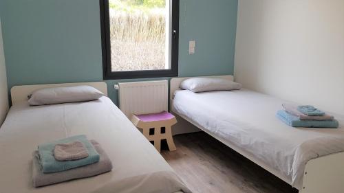 - 2 lits jumeaux dans une chambre avec fenêtre dans l'établissement La Chouette d'Amboise, à Amboise