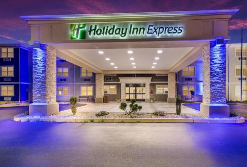 a hotel entrance with a holiday inn express sign at Holiday Inn Express - Plymouth by IHG in Plymouth