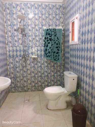a bathroom with a toilet and a sink at AwaMuuLamin MANNEH GUEST HOUSE in Abuko