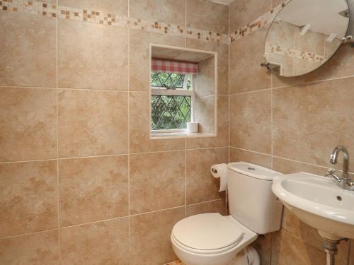 uma casa de banho com um WC e um lavatório em Shepherd Cottages luxury self catering in heart of Kent em Lenham