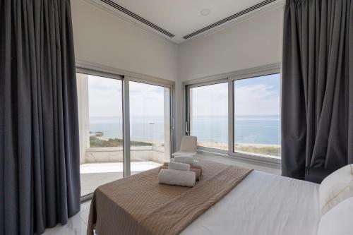 Katil atau katil-katil dalam bilik di Mediterranean Dream Beachfront Villa