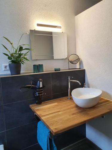 Kuchyň nebo kuchyňský kout v ubytování Ferienwohnung am Schönbach