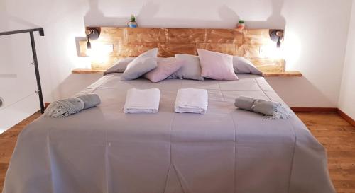 een groot bed met twee kussens erop bij Casa Vacanza Grifone in Zaccanopoli