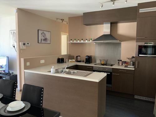 a kitchen with a sink and a counter top at BnB Antwerp Centrum in Antwerp