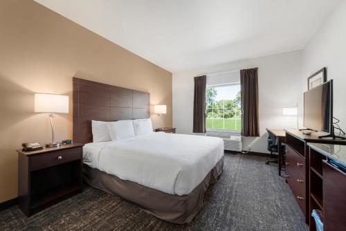 Tempat tidur dalam kamar di Cobblestone Hotel & Suites - Urbana