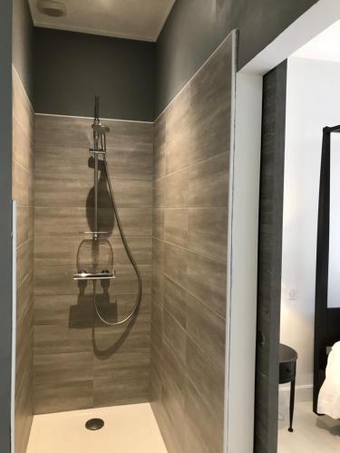 a bathroom with a shower with a shower head at Le Clos du Peintre in Sarlat-la-Canéda