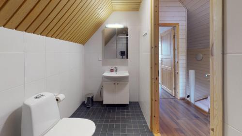 a bathroom with a toilet and a sink at Saimaa Marina Garden Apartments in Lappeenranta