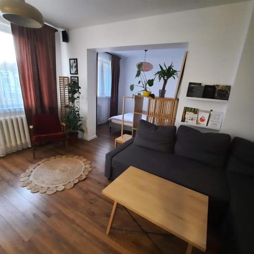 a living room with a couch and a table at M37 x Fabryczna in Limanowa
