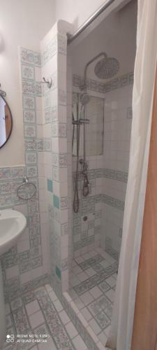 a bathroom with a shower and a sink at Il Cigno Affittacamere Bed & Breakfast in Ponza