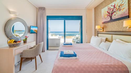 Pyrgos Beach Hotel Apartmentsにあるベッド