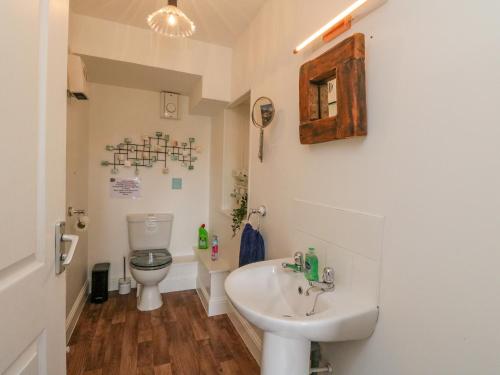 ein Badezimmer mit Waschbecken und Toilette in der Unterkunft Seaview-Barsloisnach Cottage in Kilmartin