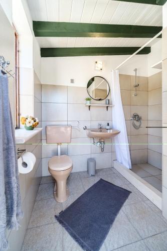 a bathroom with a toilet and a sink at Holliday Home "Maslinada" in Milna