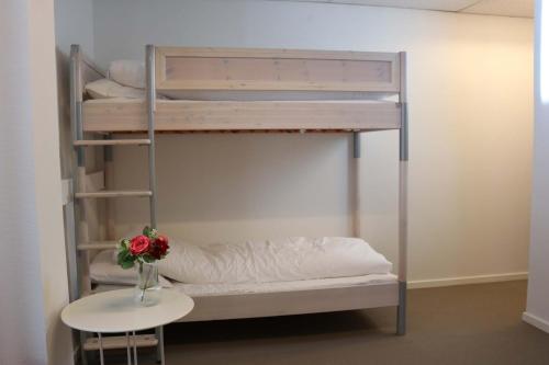 מיטה או מיטות קומותיים בחדר ב-Budget Rooms Copenhagen