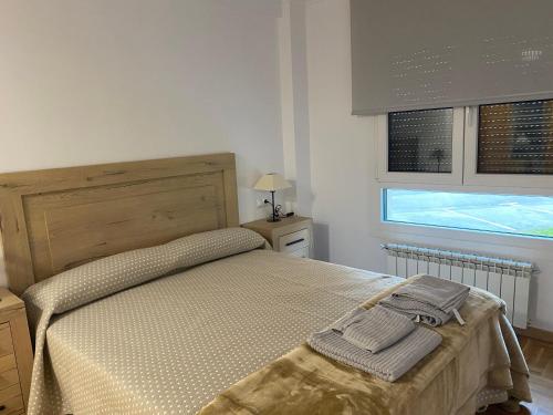 a bedroom with a bed and a window at Apartamento Turistico Valdellera IV in Posada de Llanes