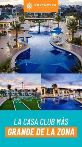 a collage of photos of a swimming pool in a resort at Hermoso Departamento nuevo con acceso a Alberca in Mazatlán