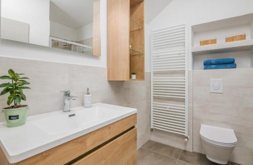 a bathroom with a sink and a toilet at Nevera 1 in Vrbnik