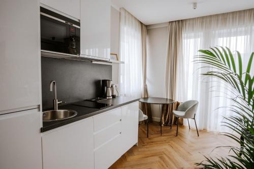 Bresidence Apartments with free private parkingにあるキッチンまたは簡易キッチン