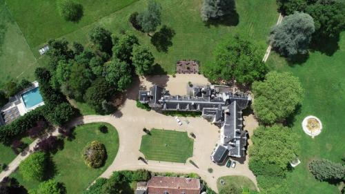 an aerial view of a mansion with a garden at Château De Razay in Céré-la-Ronde