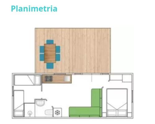 レヴェラーノにあるVilla Ghetta Country Houseの緑の家具が備わる小さな家の間取り