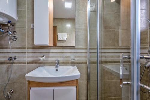a bathroom with a sink and a shower at Monix Palace Zlatibor in Zlatibor