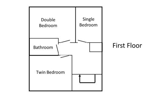 a black and white diagram of a floor plan at Carrick House in Kingussie