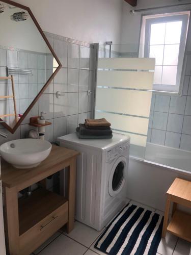 a washing machine in a bathroom with a sink at Appartement Arc en Ciel in Châtelaillon-Plage