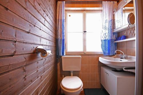 a bathroom with a toilet and a sink at Almliesl HUET-671 in Hüttschlag