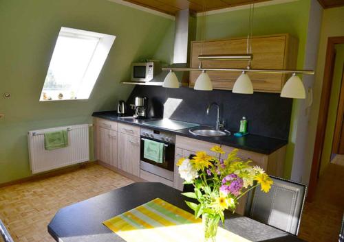 Köök või kööginurk majutusasutuses Ferienhof Kürschner
