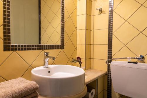 a bathroom with a sink and a toilet at Arsas Suites in Nikiti