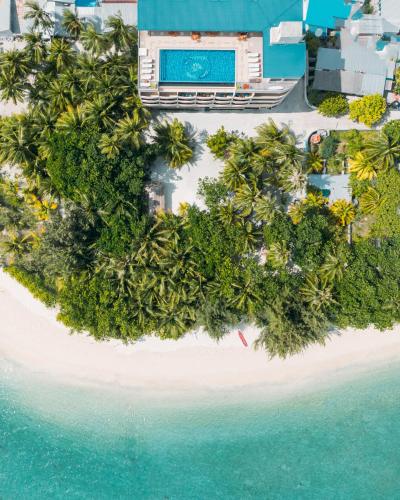 an aerial view of a tropical island in the ocean at Season Paradise in Thulusdhoo