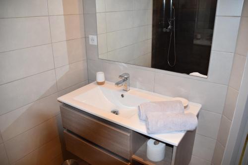 サン・ジョルジュ・ド・ディドンヌにあるLa villa 13&15のバスルーム(洗面台、鏡付)