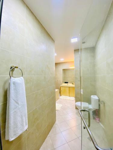 a bathroom with a shower and a toilet at Gobi-Girl in Ulaanbaatar