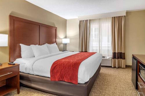 a hotel room with a large bed and a window at Comfort Inn & Suites Macon North I-75 in Macon