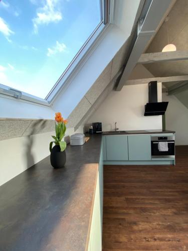 Η κουζίνα ή μικρή κουζίνα στο Loft im Schleusenhaus