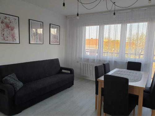 a living room with a couch and a table at Apartament Stanley in Iława