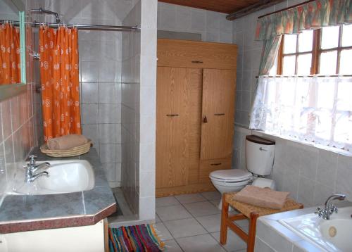 a bathroom with a sink and a toilet at Kosi Moon Bed and Breakfast in Manguzi