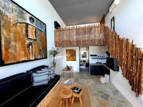 O zonă de relaxare la Mykonian Art Homes - Casa Noe