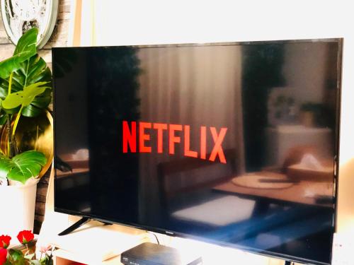 a television screen with the netflix sign on it at Private lodging in WEST TOKYO(SHINJUKU, TACHIKAWA, SANRIO, GHIBLI, MT. TAKAO etc) in Kokubunji