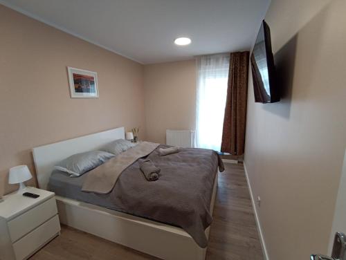 Posteľ alebo postele v izbe v ubytovaní APARTAMENTY BARSKA 69